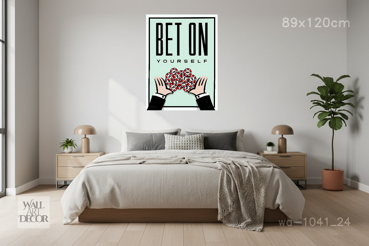 الرهان الأمثل: "راهن على نفسك" فن لعبة مونوبولي - لوحة جدارية حديثة بدون إطار