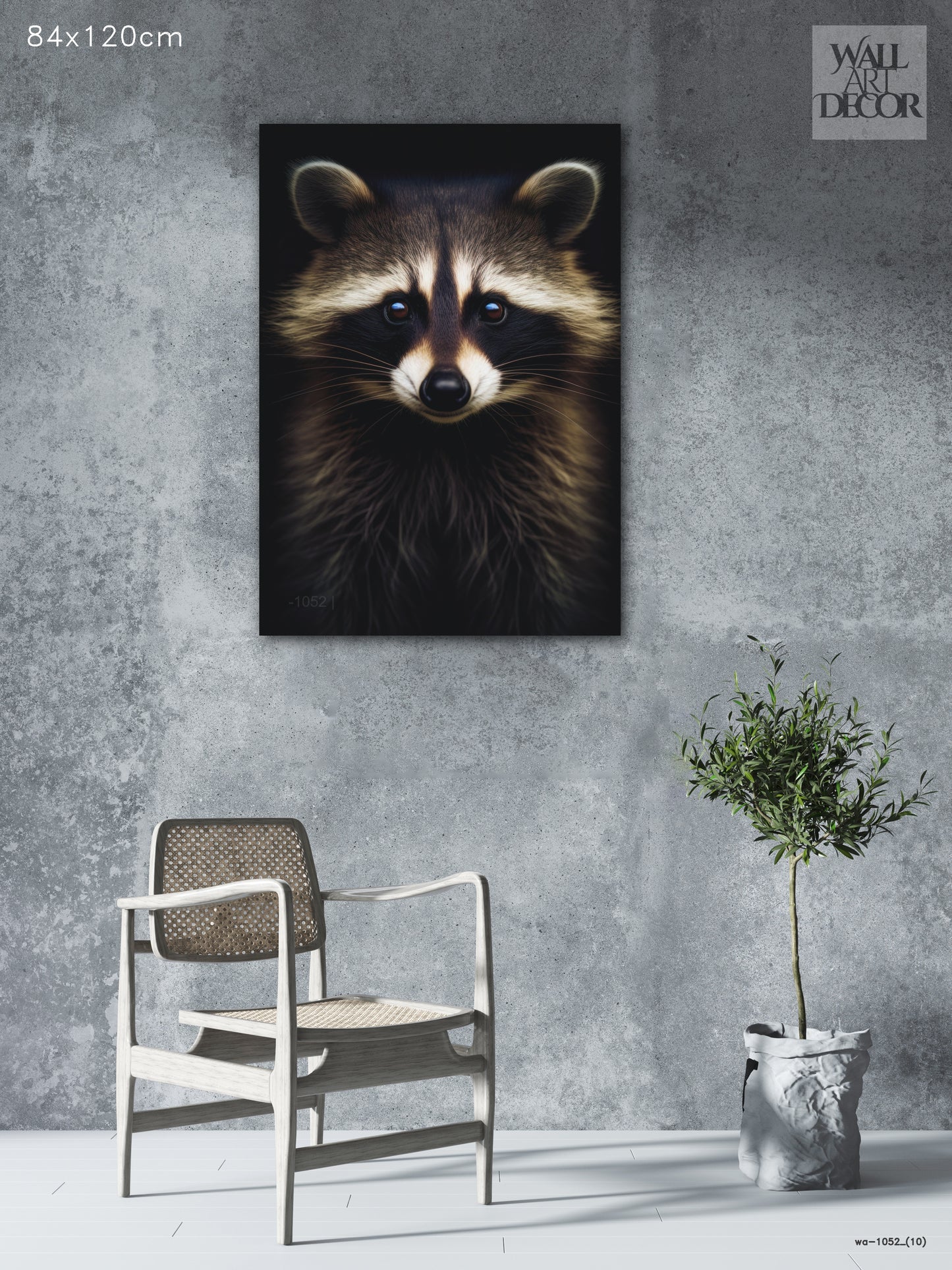 لص منتصف الليل: صورة مهيبة لراكون | ديكور عصري بدون إطار