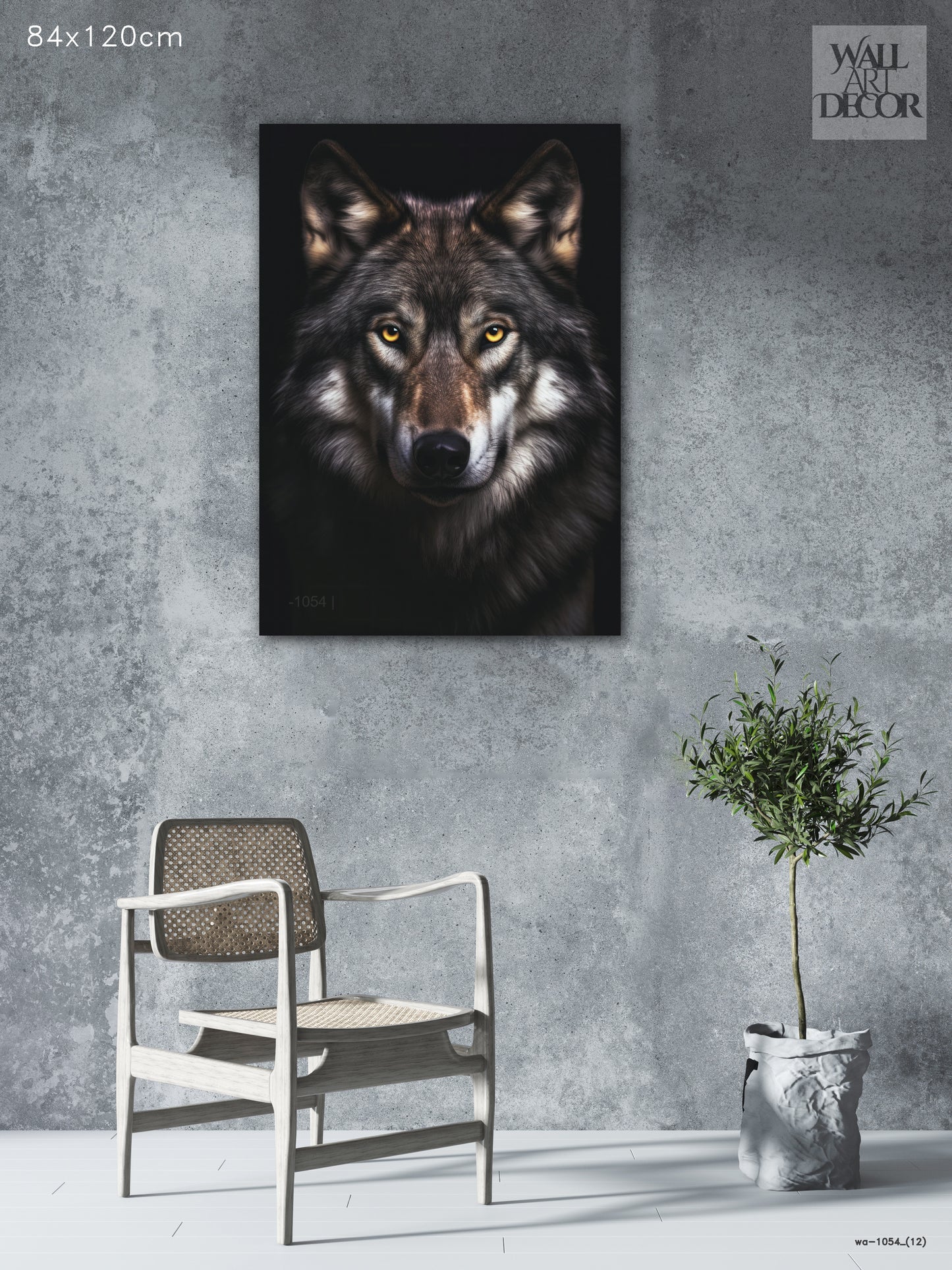 روح ألفا: صورة ذئب رمادي قوي - لوحة جدارية حديثة بدون إطار