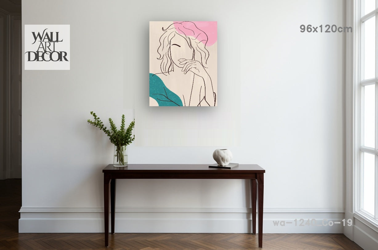 إلهام أثيري: فن الخطوط الأنثوية التجريدي - لوحة جدارية حديثة بدون إطار