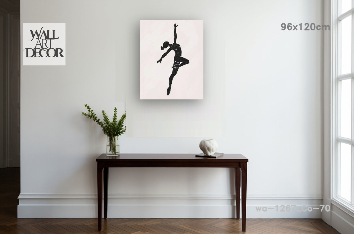 رشاقة في الحركة: صورة ظلية لراقصة بأسلوب بسيط - لوحة جدارية عصرية بدون إطار