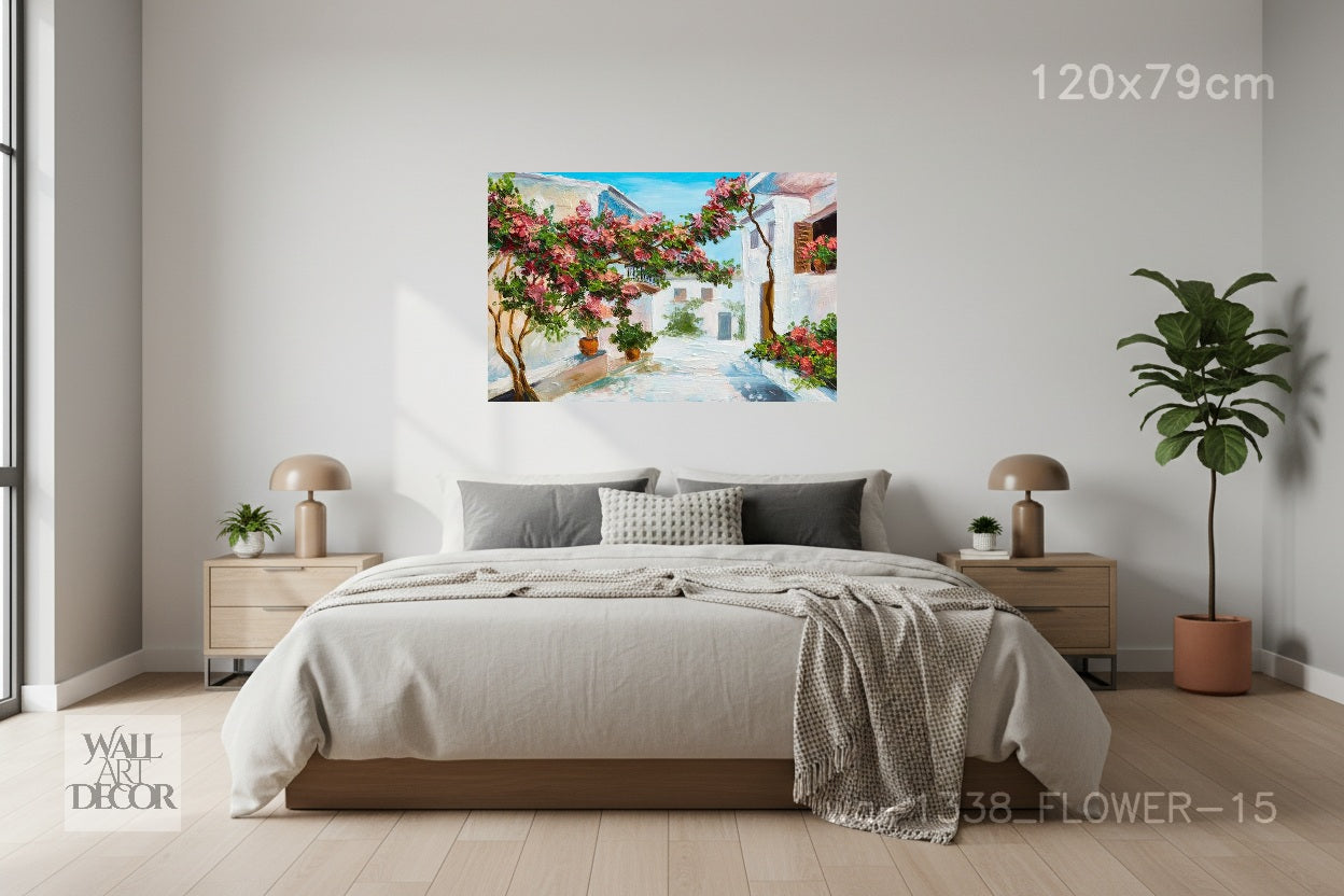 أزهار البحر الأبيض المتوسط: فناء الجهنمية - لوحة جدارية عصرية بدون إطار