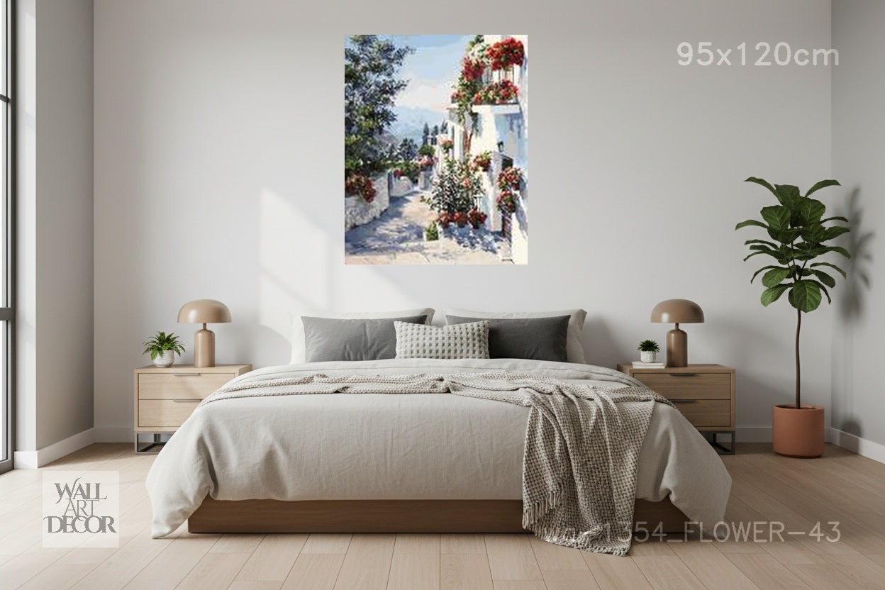 صفاء أزرق: درب البحر الأبيض المتوسط المشمس - لوحة جدارية عصرية بدون إطار