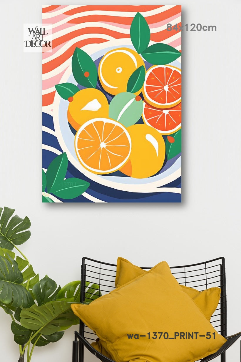 تناغم الحمضيات: حصاد الصيف – لوحة جدارية عصرية بدون إطار