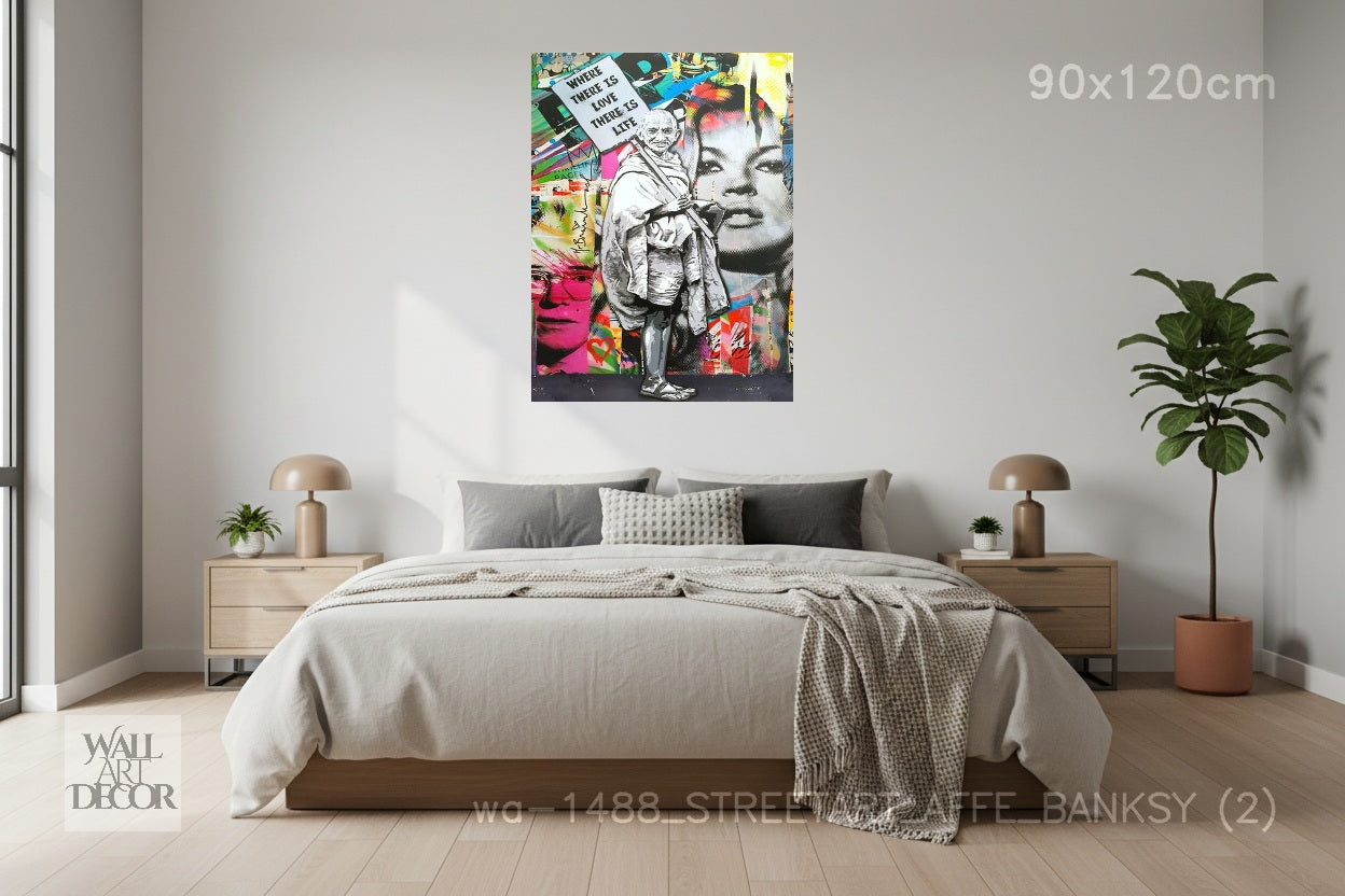 حكمة خالدة: غاندي - فن البوب الحضري - لوحات جدارية حديثة بدون إطار