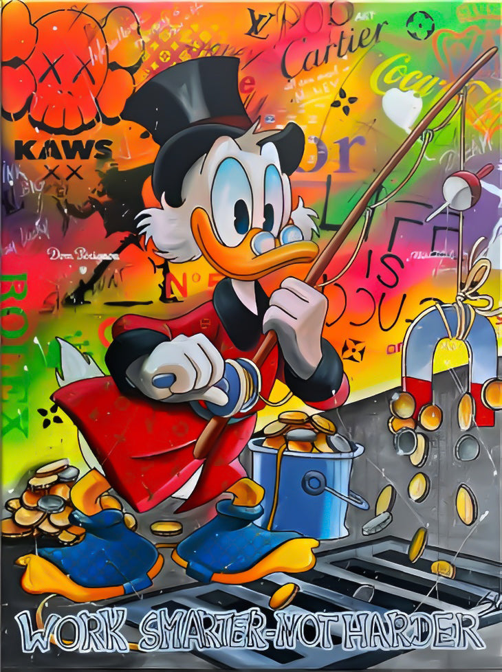 Dagobert Duck Plexiglass Print — Work Smarter, Not Harder Plexiglass Wall Print