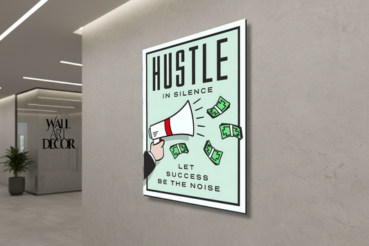 العمل الجاد في صمت: فن تحفيزي مستوحى من لعبة مونوبولي - لوحة جدارية حديثة بدون إطار