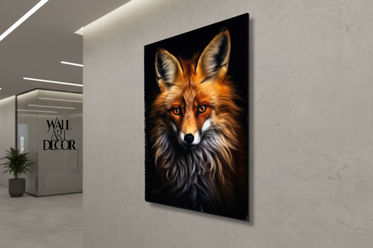النبل الناري: صورة مهيبة لثعلب أحمر - لوحة جدارية حديثة بدون إطار