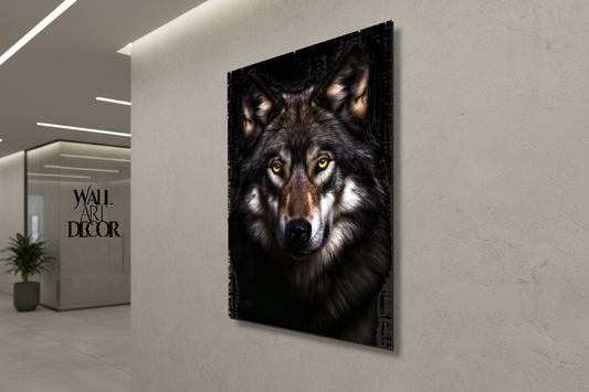 روح ألفا: صورة ذئب رمادي قوي - لوحة جدارية حديثة بدون إطار