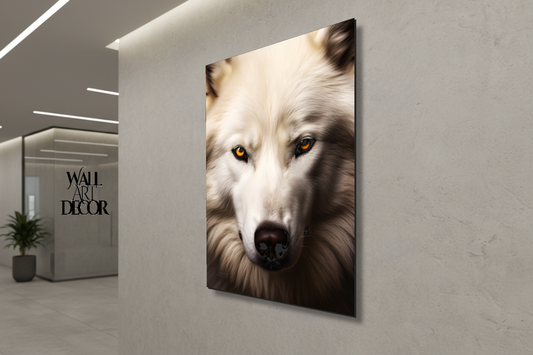 روح الشتاء: صورة ذئب أبيض قطبي - لوحة جدارية حديثة بدون إطار