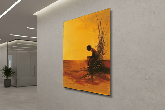 العزلة الذهبية: الأرض الهادئة – لوحة جدارية حديثة بدون إطار