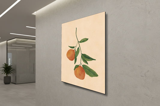 هدوء نباتي: غصن حمضيات مرسوم بالألوان المائية - لوحة جدارية عصرية بدون إطار
