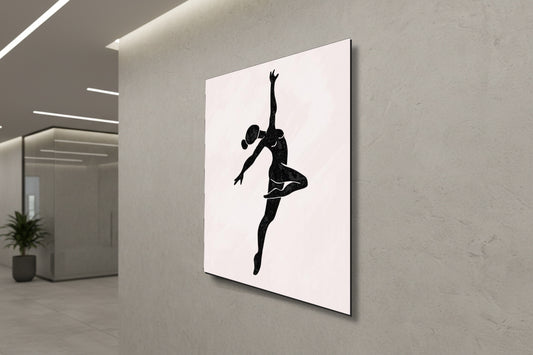 رشاقة في الحركة: صورة ظلية لراقصة بأسلوب بسيط - لوحة جدارية عصرية بدون إطار