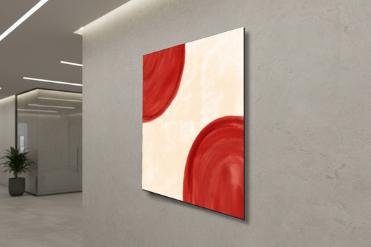 الأفق القرمزي: أقواس تجريدية بسيطة - فن جداري حديث بدون إطار