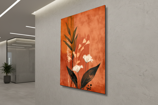 نباتات الصحراء: لوحة جدارية تجريدية ريفية للزهور البرية - لوحة جدارية حديثة بدون إطار