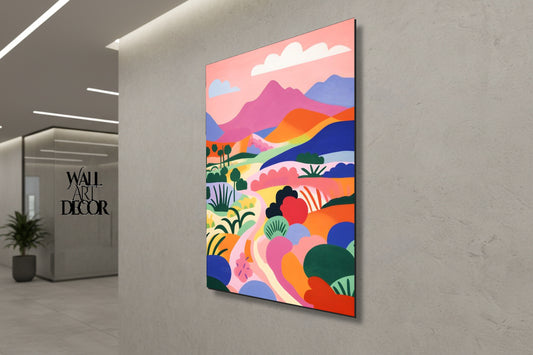 مسار منشوري: تلال متدحرجة متعددة الألوان – لوحة جدارية حديثة بدون إطار