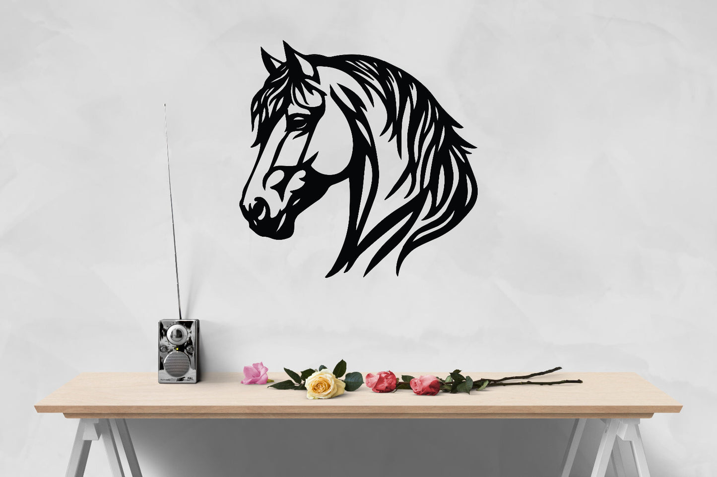 Hairy Horse Face – Black Acrylic Laser Cut Wall Art
