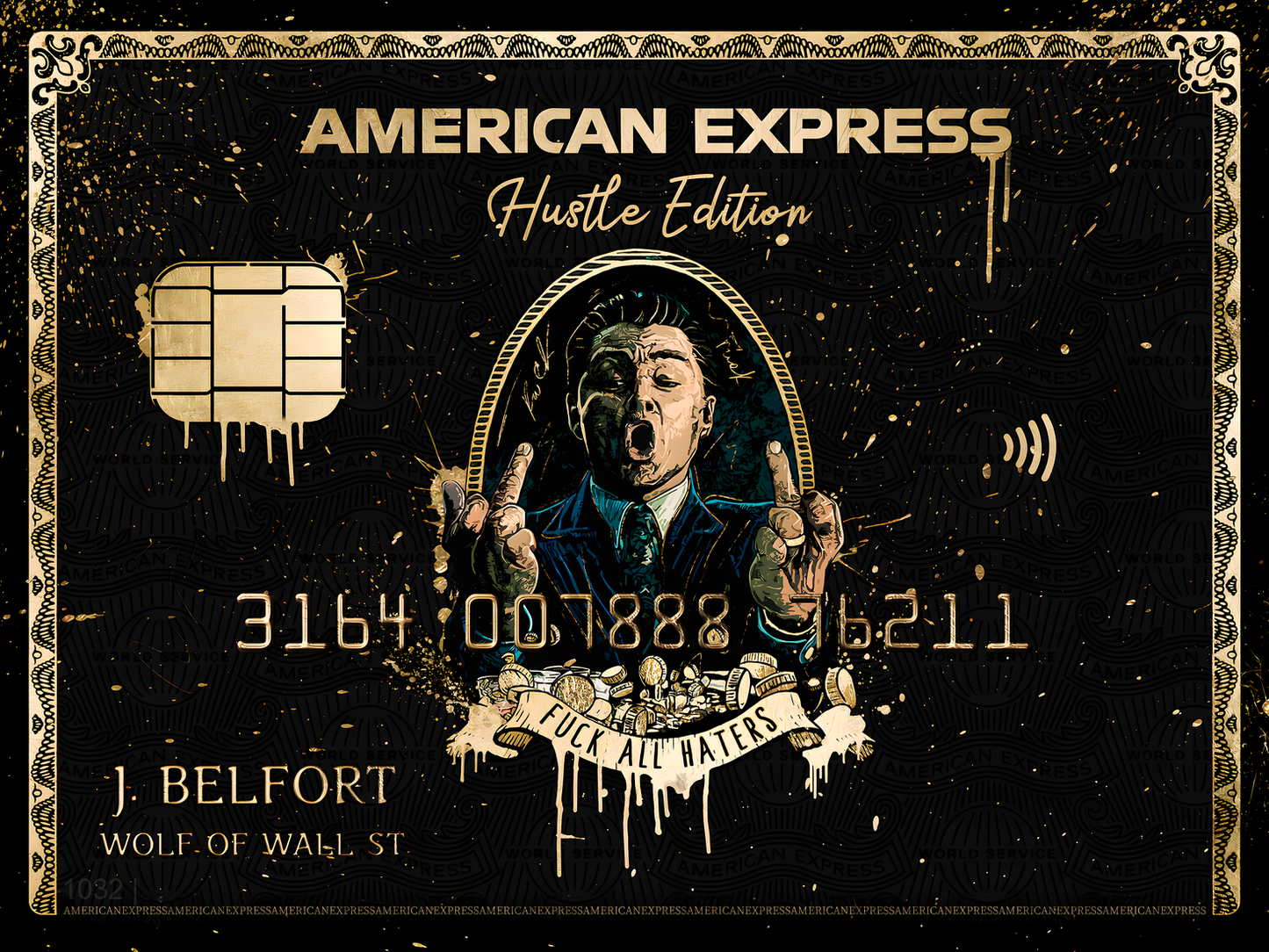 بطاقة بيلفورت السوداء: إصدار ذئب وول ستريت - لوحة جدارية عصرية بدون إطار