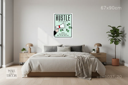 العمل الجاد في صمت: فن تحفيزي مستوحى من لعبة مونوبولي - لوحة جدارية حديثة بدون إطار