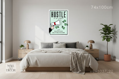 العمل الجاد في صمت: فن تحفيزي مستوحى من لعبة مونوبولي - لوحة جدارية حديثة بدون إطار