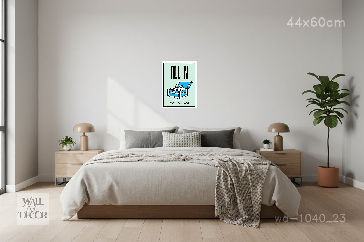 الكل في: فن تحفيزي للعبة مونوبولي "ادفع لتلعب" - لوحة جدارية حديثة بدون إطار