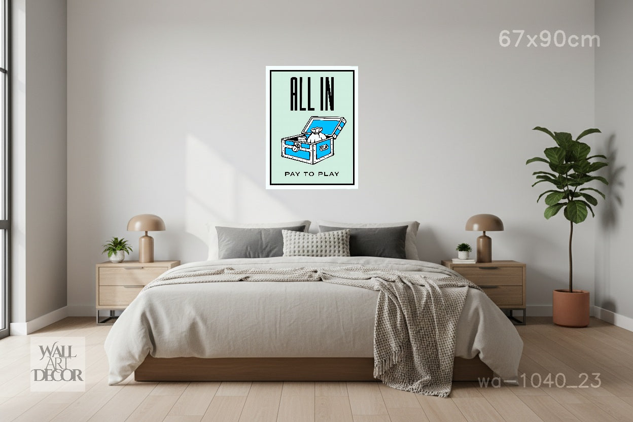 الكل في: فن تحفيزي للعبة مونوبولي "ادفع لتلعب" - لوحة جدارية حديثة بدون إطار