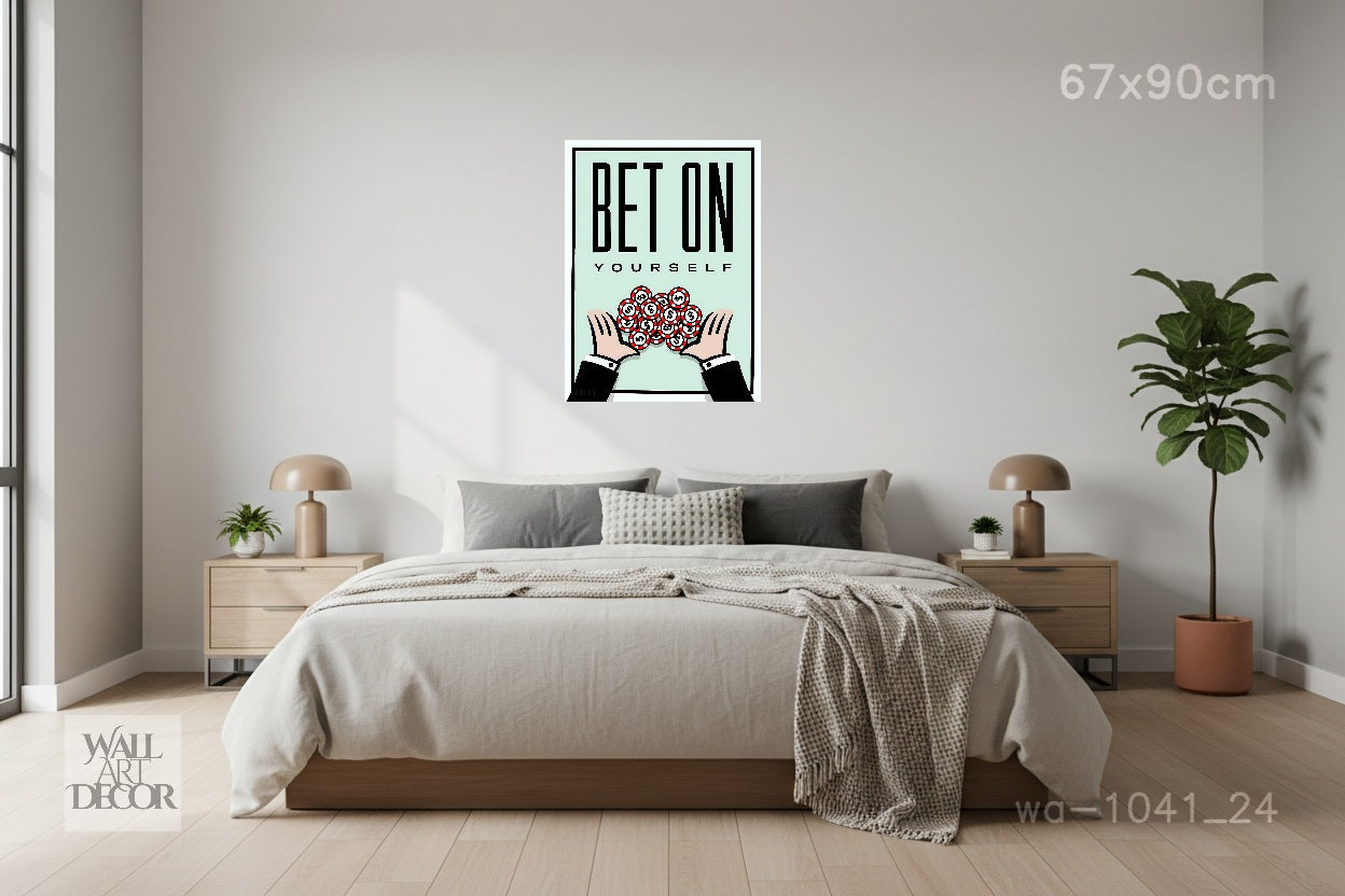 الرهان الأمثل: "راهن على نفسك" فن لعبة مونوبولي - لوحة جدارية حديثة بدون إطار