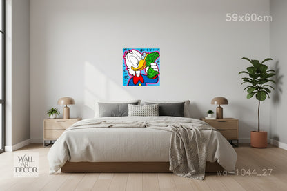 الثروة والذكاء: فن البوب ​​النقدي لشخصية سكروج ماكداك - لوحة جدارية حديثة بدون إطار