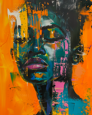 أحلام النيون: رؤية باللونين الأزرق المخضر والأصفر الداكن - لوحات جدارية عصرية بدون إطار