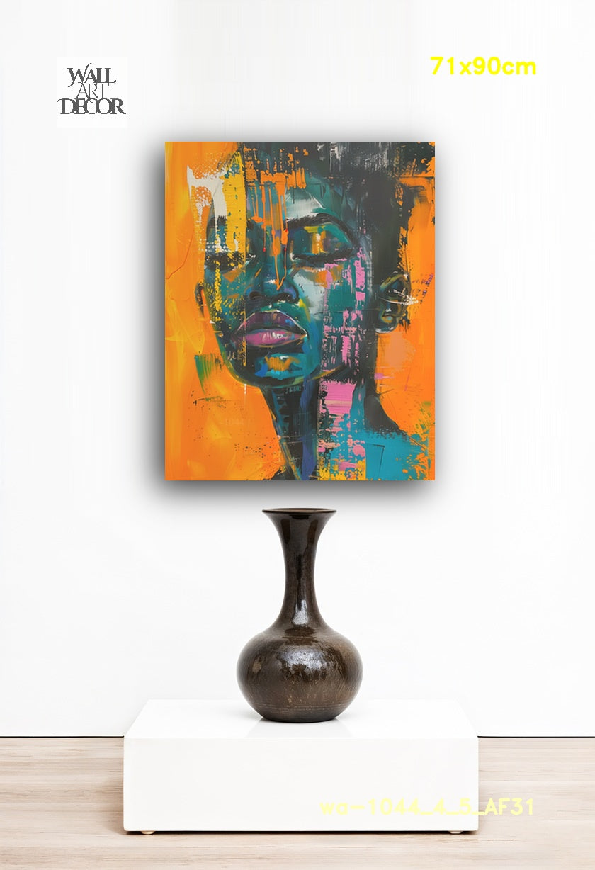 أحلام النيون: رؤية باللونين الأزرق المخضر والأصفر الداكن - لوحات جدارية عصرية بدون إطار