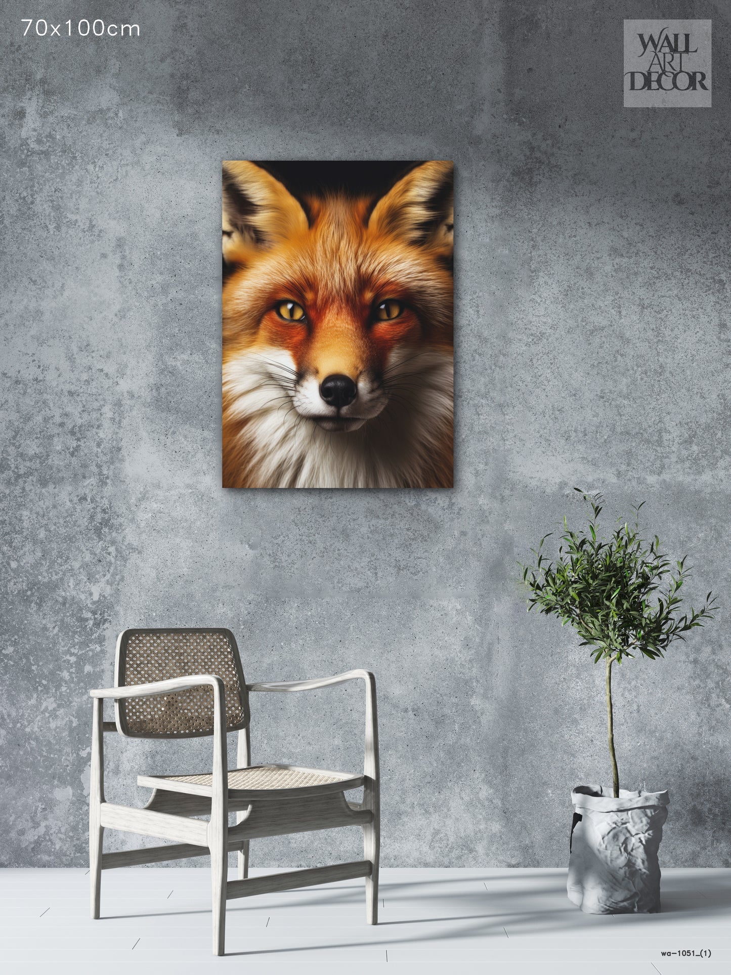 نظرة العنبر: صورة مهيبة لثعلب أحمر - لوحة جدارية حديثة بدون إطار