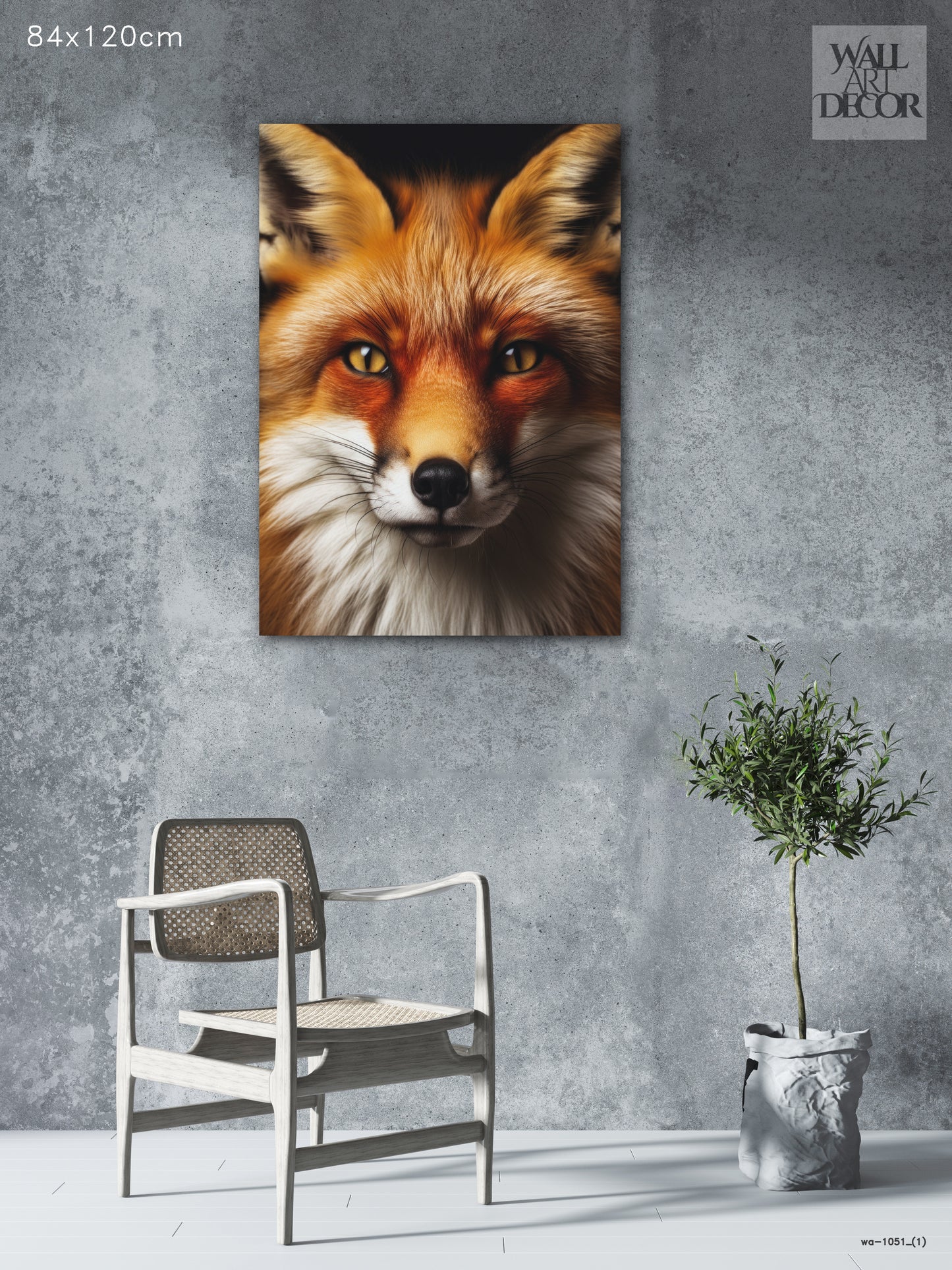 نظرة العنبر: صورة مهيبة لثعلب أحمر - لوحة جدارية حديثة بدون إطار