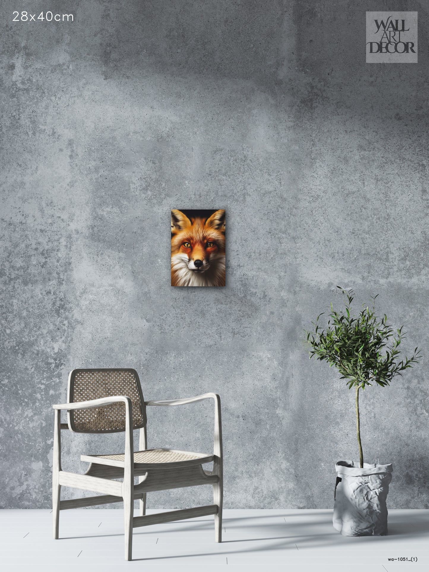 نظرة العنبر: صورة مهيبة لثعلب أحمر - لوحة جدارية حديثة بدون إطار