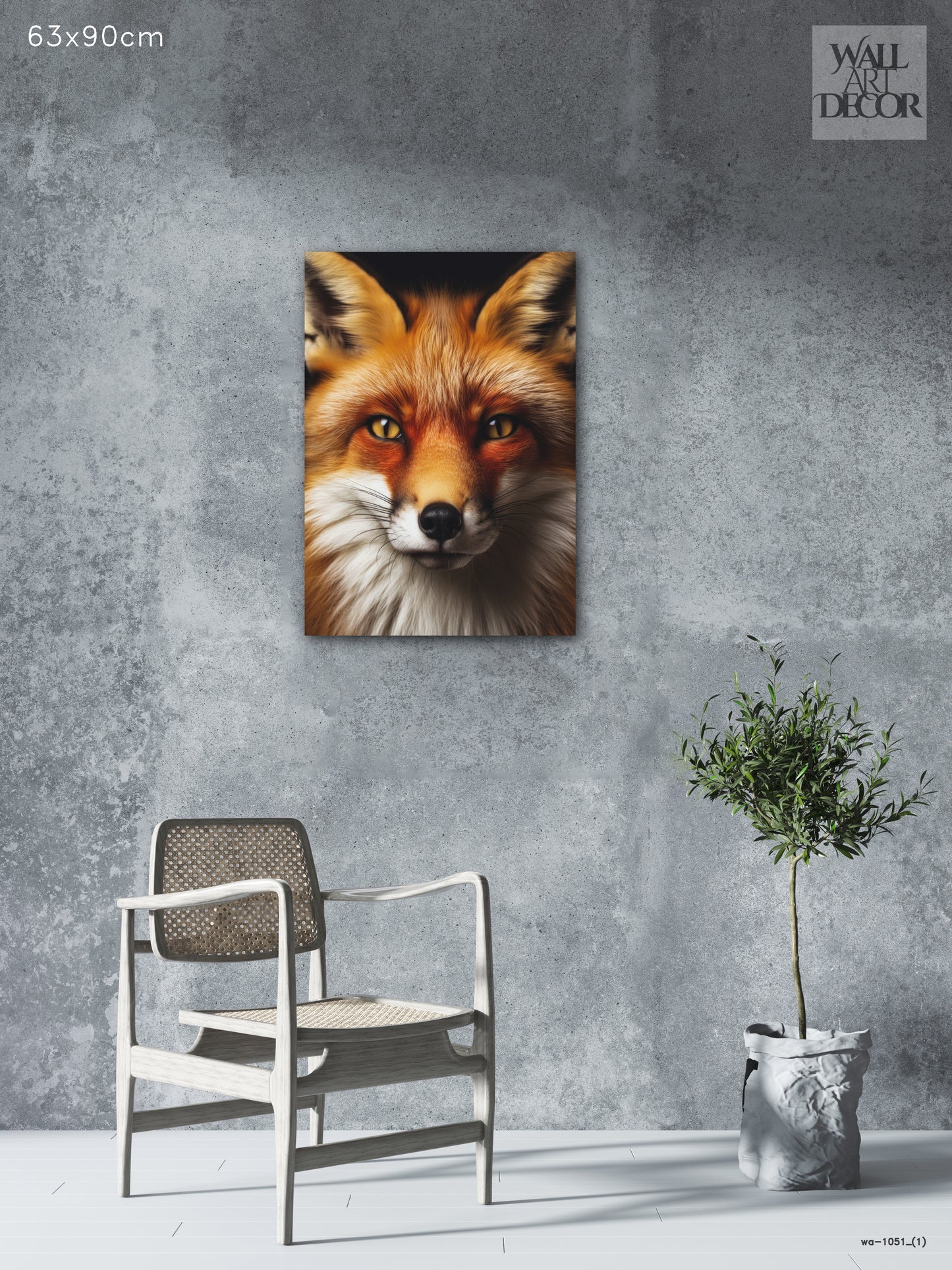 نظرة العنبر: صورة مهيبة لثعلب أحمر - لوحة جدارية حديثة بدون إطار