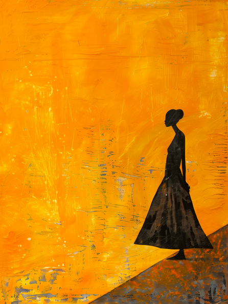 إشراقة العنبر: الصورة الظلية الذهبية – لوحة جدارية عصرية بدون إطار