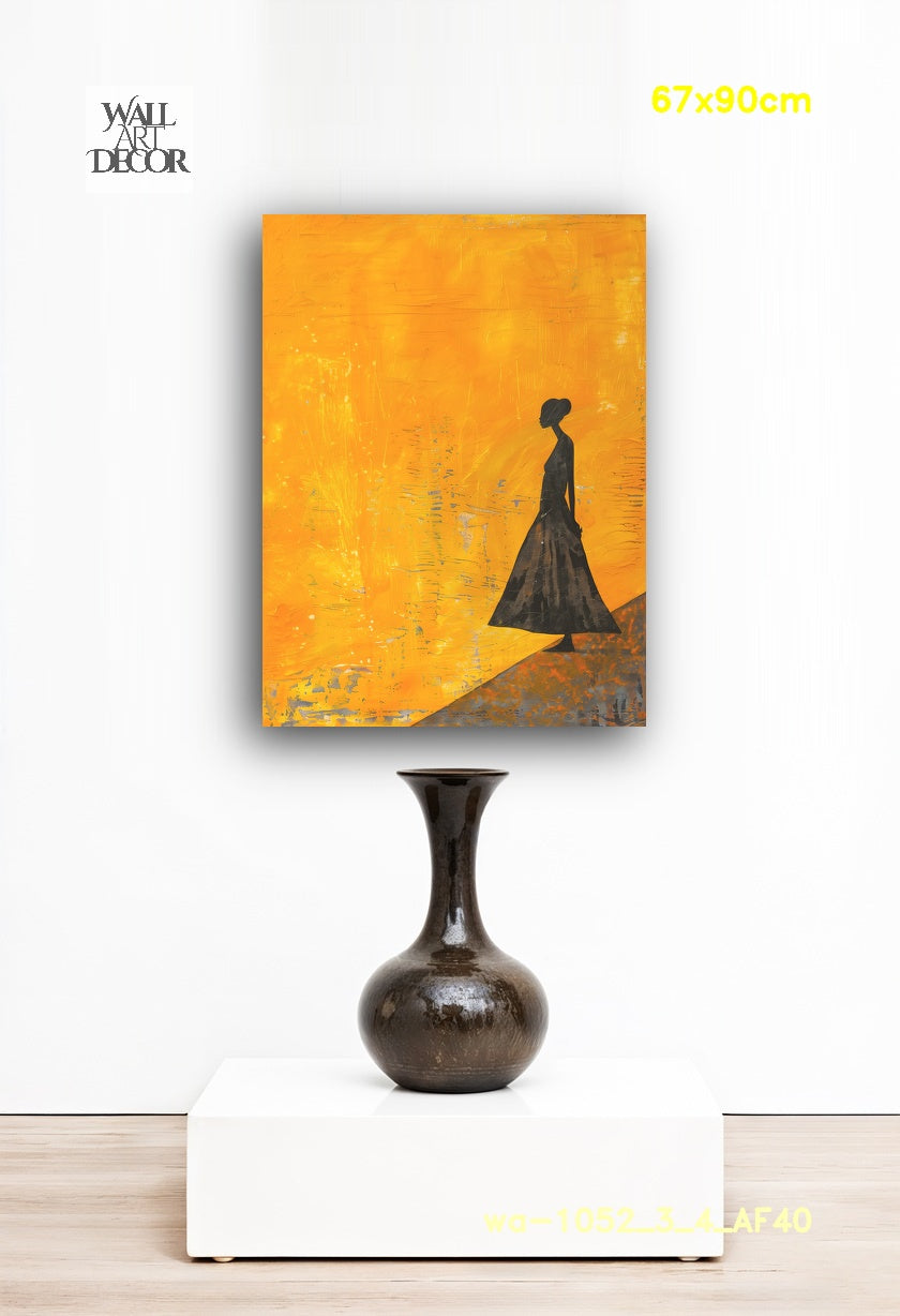 إشراقة العنبر: الصورة الظلية الذهبية – لوحة جدارية عصرية بدون إطار