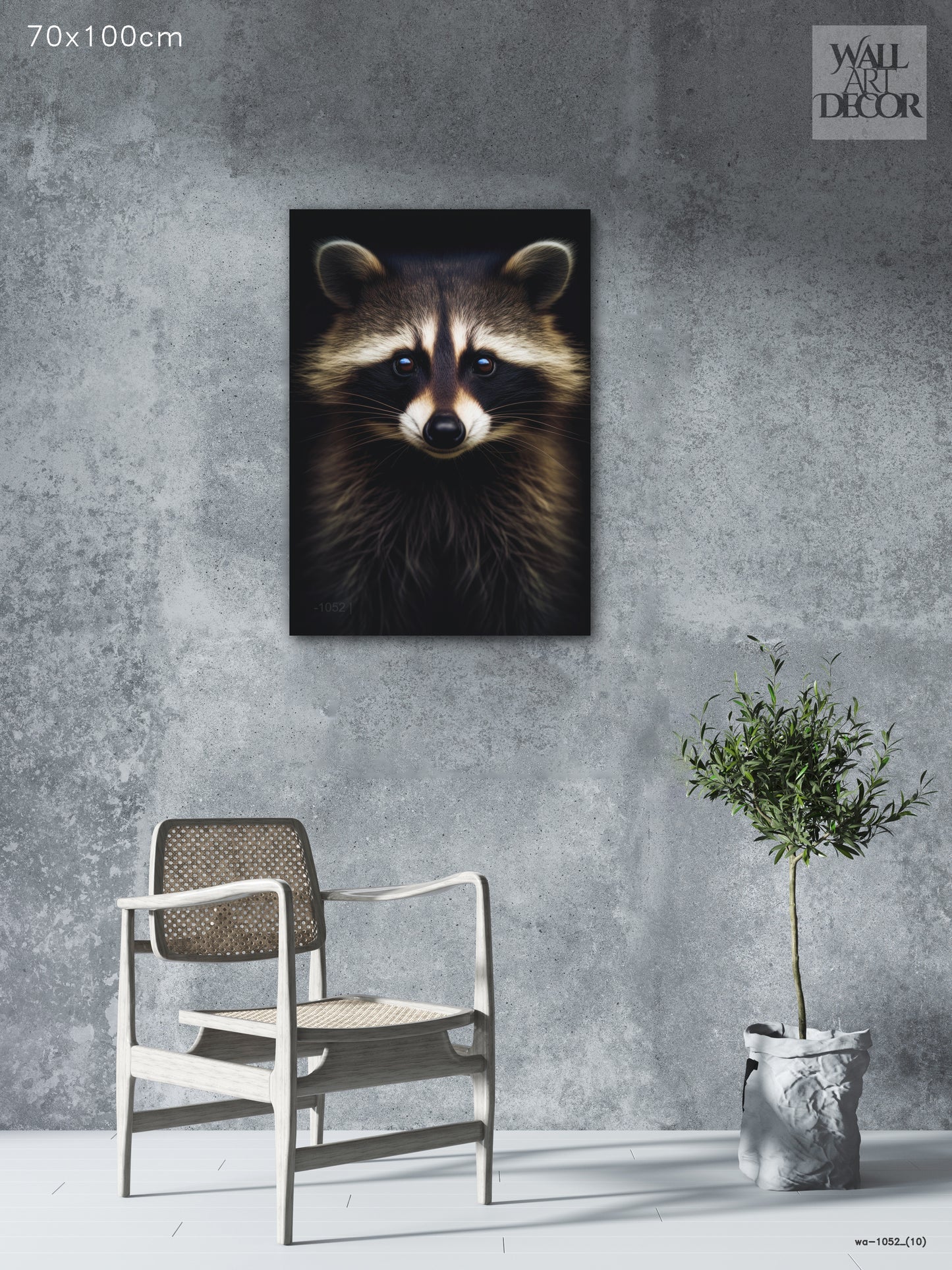 لص منتصف الليل: صورة مهيبة لراكون | ديكور عصري بدون إطار