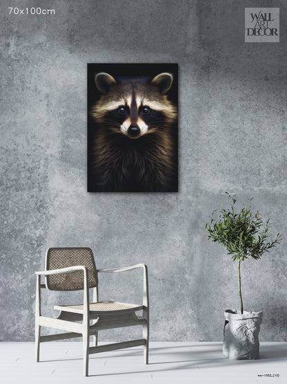 لص منتصف الليل: صورة مهيبة لراكون | ديكور عصري بدون إطار