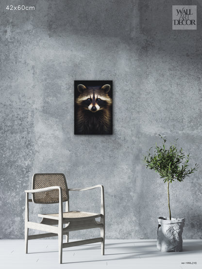 لص منتصف الليل: صورة مهيبة لراكون | ديكور عصري بدون إطار