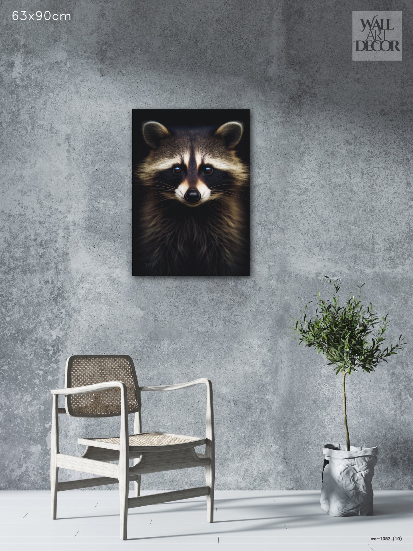 لص منتصف الليل: صورة مهيبة لراكون | ديكور عصري بدون إطار