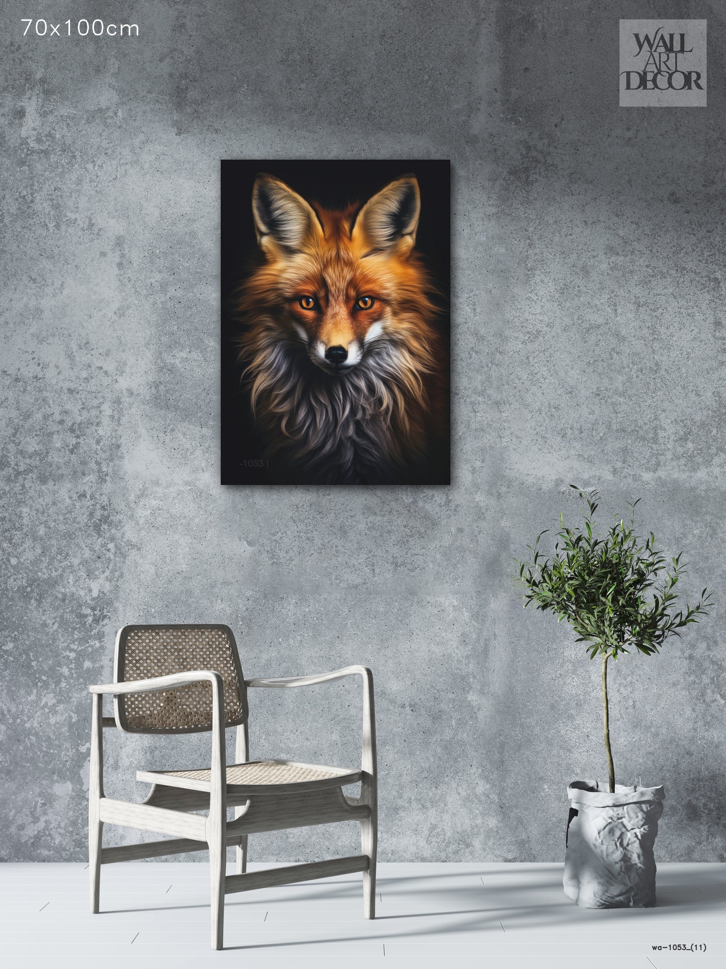 النبل الناري: صورة مهيبة لثعلب أحمر - لوحة جدارية حديثة بدون إطار