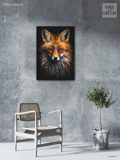 النبل الناري: صورة مهيبة لثعلب أحمر - لوحة جدارية حديثة بدون إطار