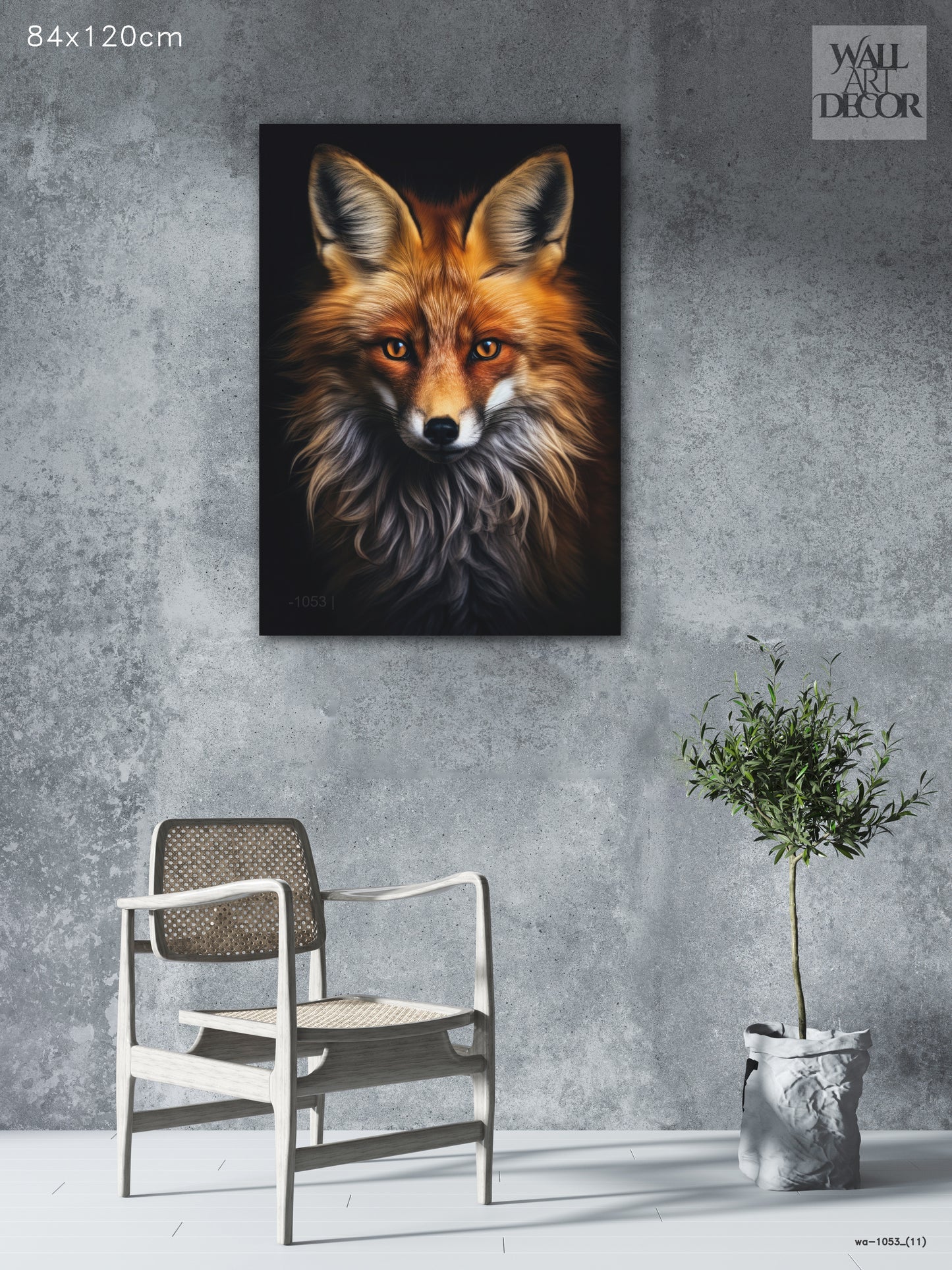 النبل الناري: صورة مهيبة لثعلب أحمر - لوحة جدارية حديثة بدون إطار