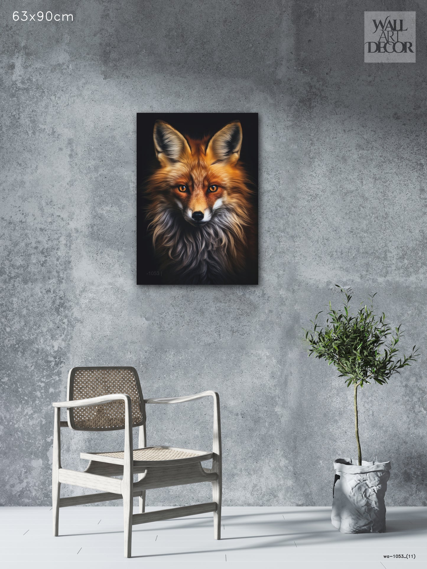 النبل الناري: صورة مهيبة لثعلب أحمر - لوحة جدارية حديثة بدون إطار