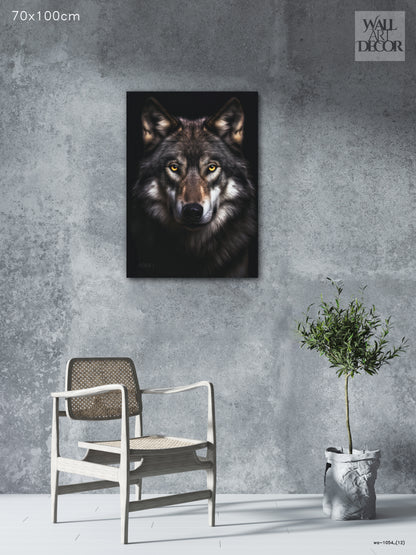 روح ألفا: صورة ذئب رمادي قوي - لوحة جدارية حديثة بدون إطار