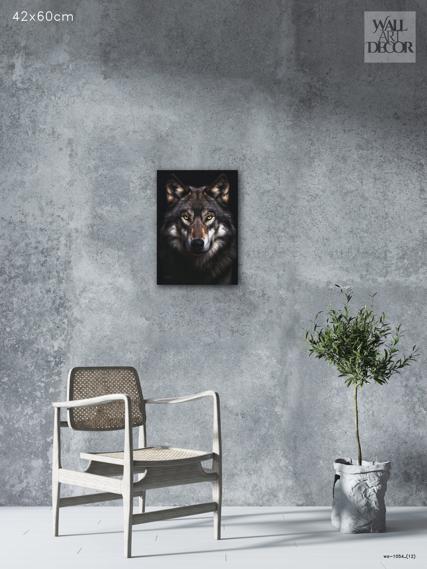 روح ألفا: صورة ذئب رمادي قوي - لوحة جدارية حديثة بدون إطار