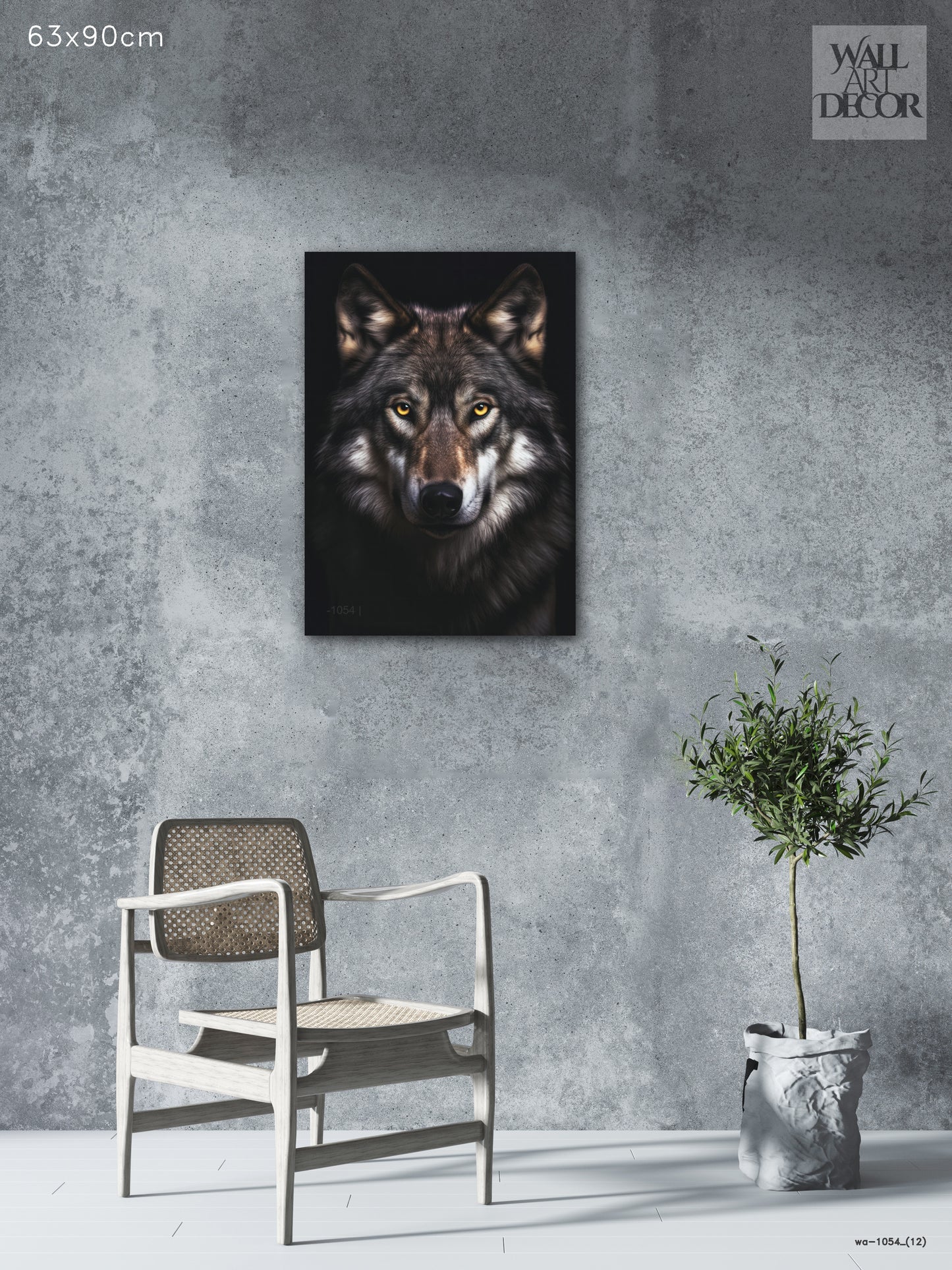 روح ألفا: صورة ذئب رمادي قوي - لوحة جدارية حديثة بدون إطار