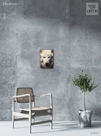 روح الشتاء: صورة ذئب أبيض قطبي - لوحة جدارية حديثة بدون إطار