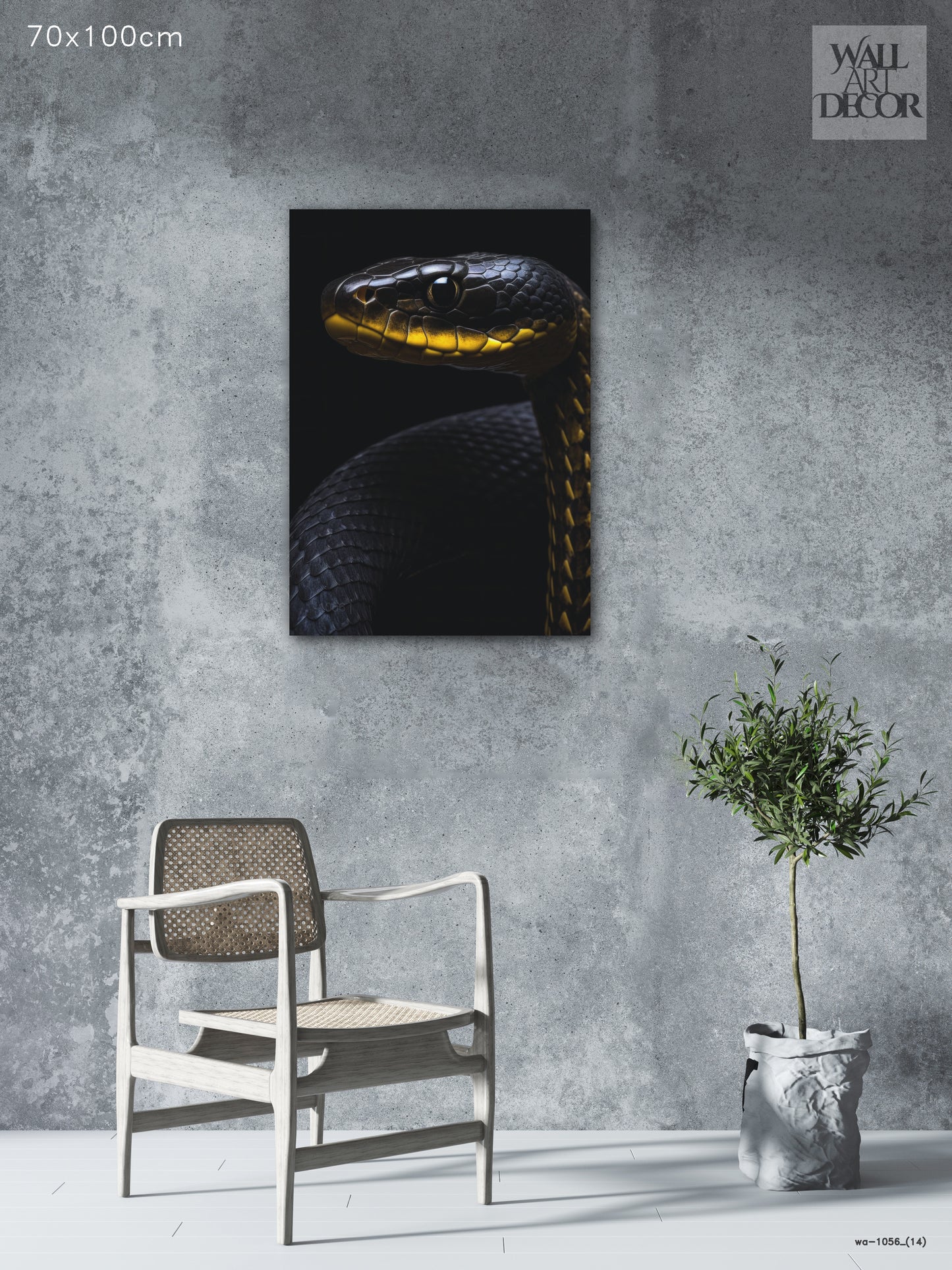 السم الذهبي: صورة ثعبانية منتصف الليل – لوحة جدارية حديثة بدون إطار