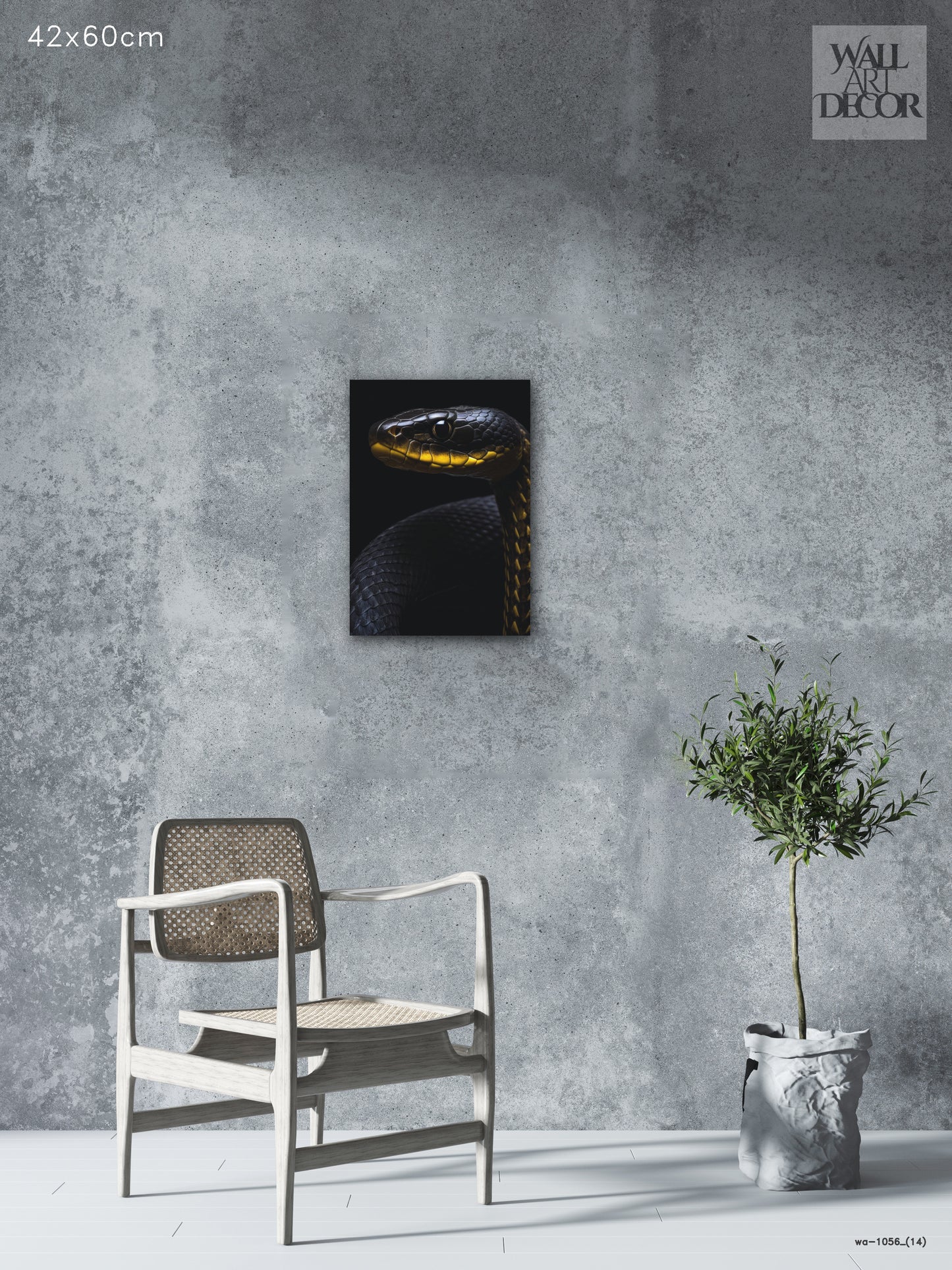 السم الذهبي: صورة ثعبانية منتصف الليل – لوحة جدارية حديثة بدون إطار